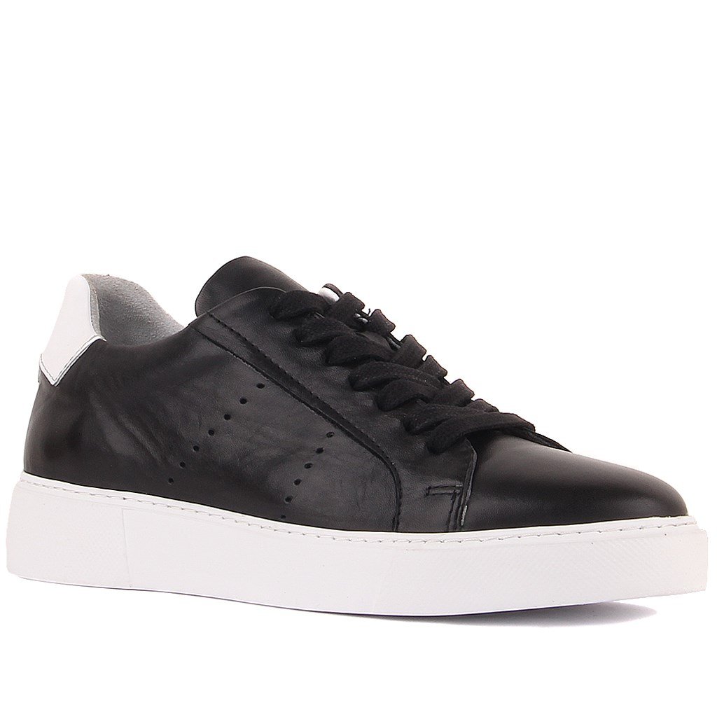 Sail Lakers - Siyah Deri Bağcıklı Erkek Sneaker