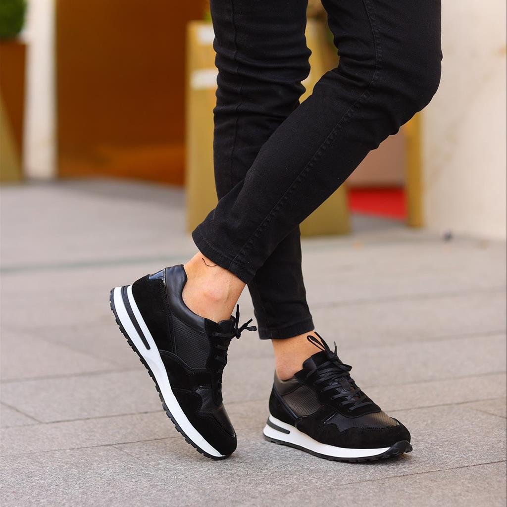 Sail Lakers - Siyah Deri Bağcıklı Erkek Sneaker