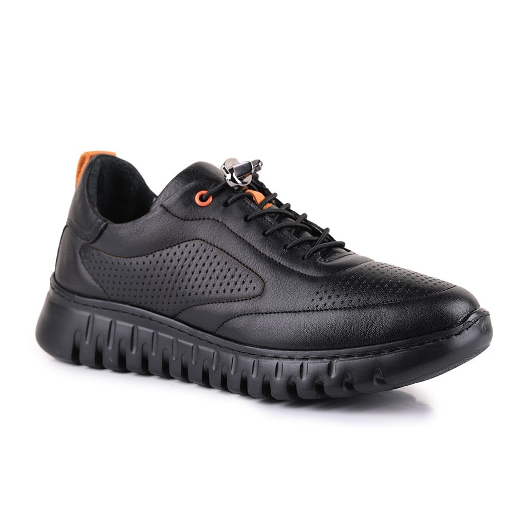 Kadın SneakerSail Lakers - Siyah Deri Bağcıklı Kadın Günlük Ayakkabı 396-TMM-2317 396-TMM-2317 R1 SIYAH