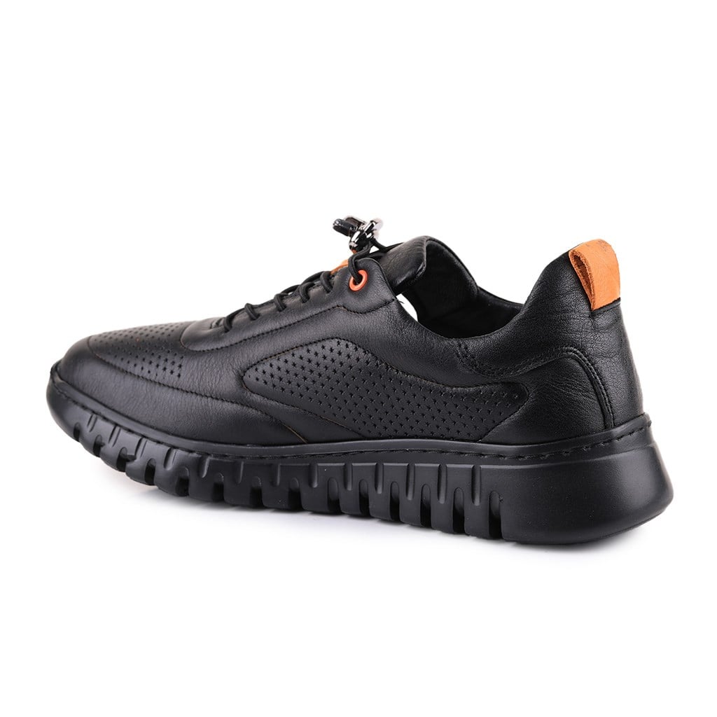 Kadın SneakerSail Lakers - Siyah Deri Bağcıklı Kadın Günlük Ayakkabı 396-TMM-2317 396-TMM-2317 R1 SIYAH