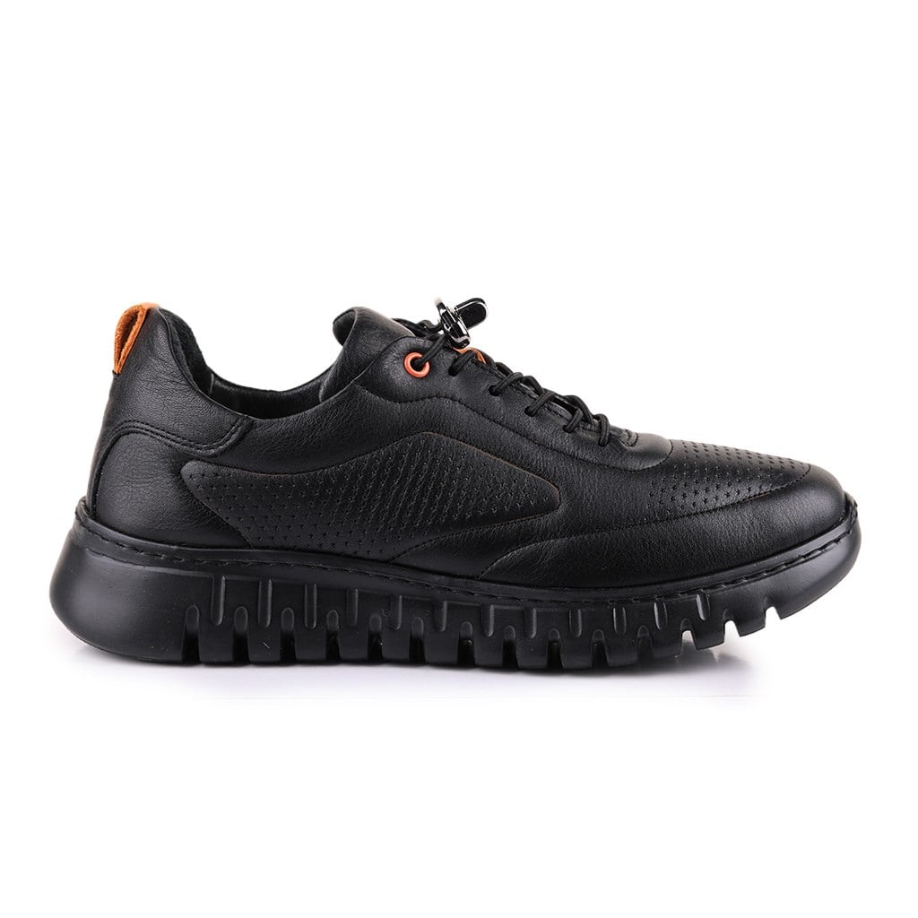 Kadın SneakerSail Lakers - Siyah Deri Bağcıklı Kadın Günlük Ayakkabı 396-TMM-2317 396-TMM-2317 R1 SIYAH