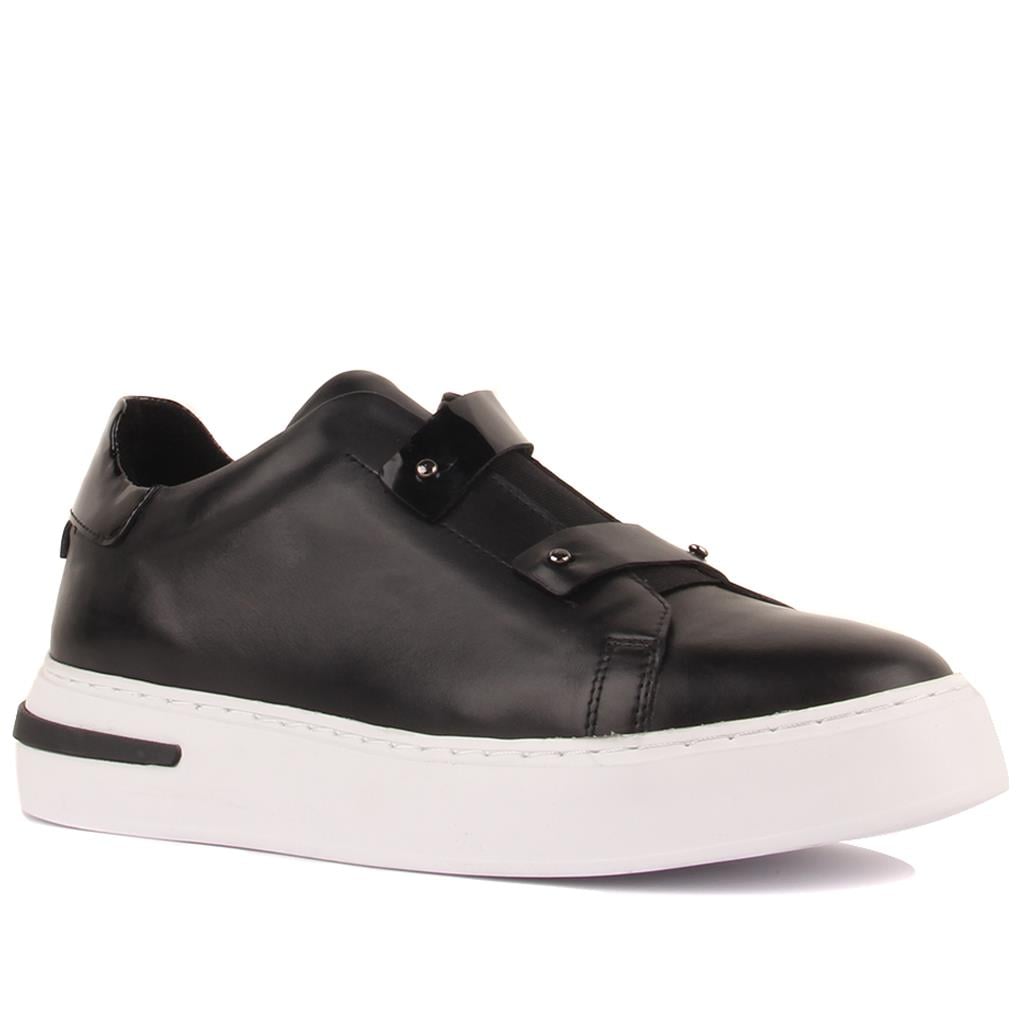 Sail Lakers - Siyah Deri Bağcıksız Erkek Sneaker