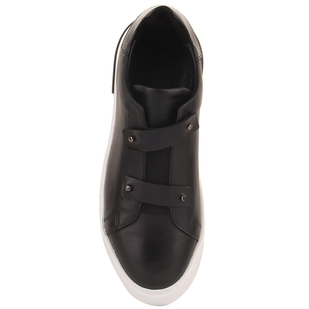 Sail Lakers - Siyah Deri Bağcıksız Erkek Sneaker