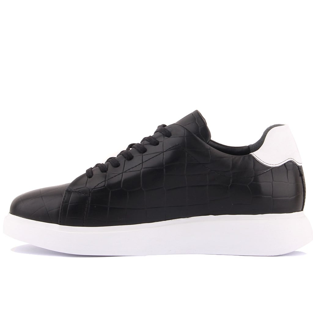 Sail Lakers - Siyah Deri Croco Bağcıklı Erkek Sneaker