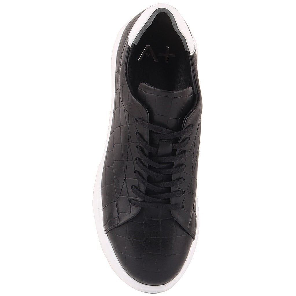 Sail Lakers - Siyah Deri Croco Bağcıklı Erkek Sneaker