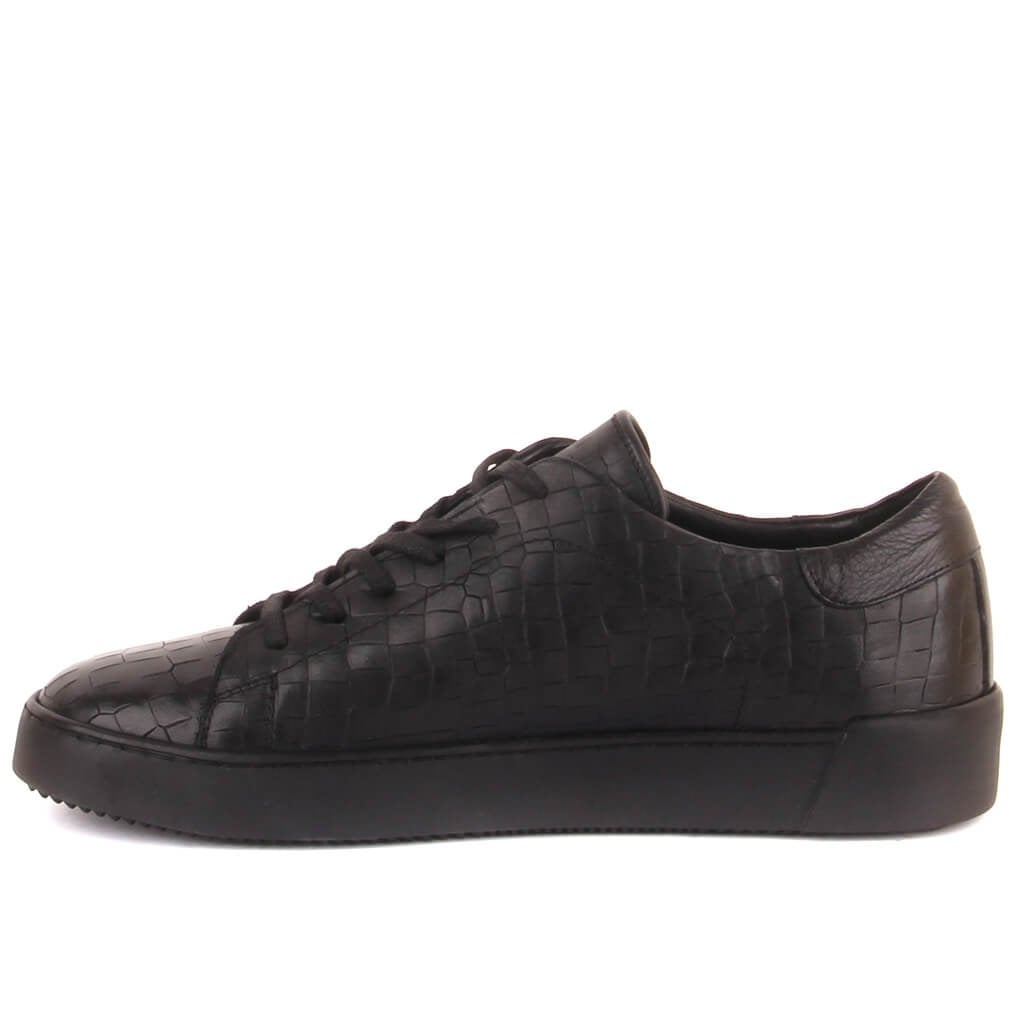 Sail Lakers - Siyah Deri, Croco Desenli, Bağcıklı Erkek Sneaker
