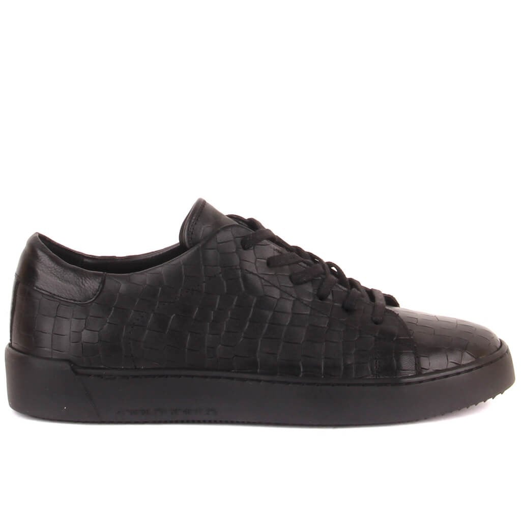 Sail Lakers - Siyah Deri, Croco Desenli, Bağcıklı Erkek Sneaker