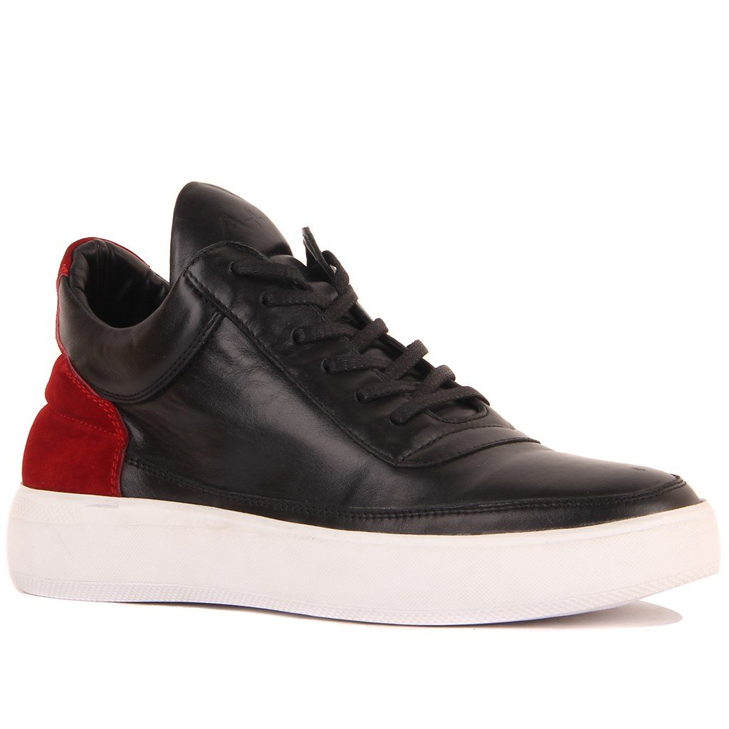 Sail Lakers - Siyah Deri, Kırmızı Süet Erkek Sneaker