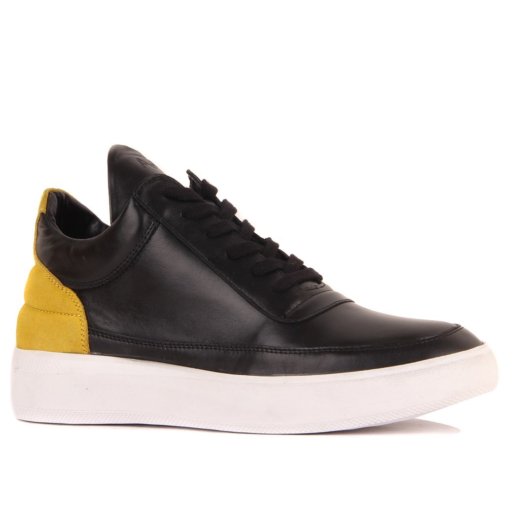 Sail Lakers - Siyah Deri, Sarı Süet Erkek Sneaker
