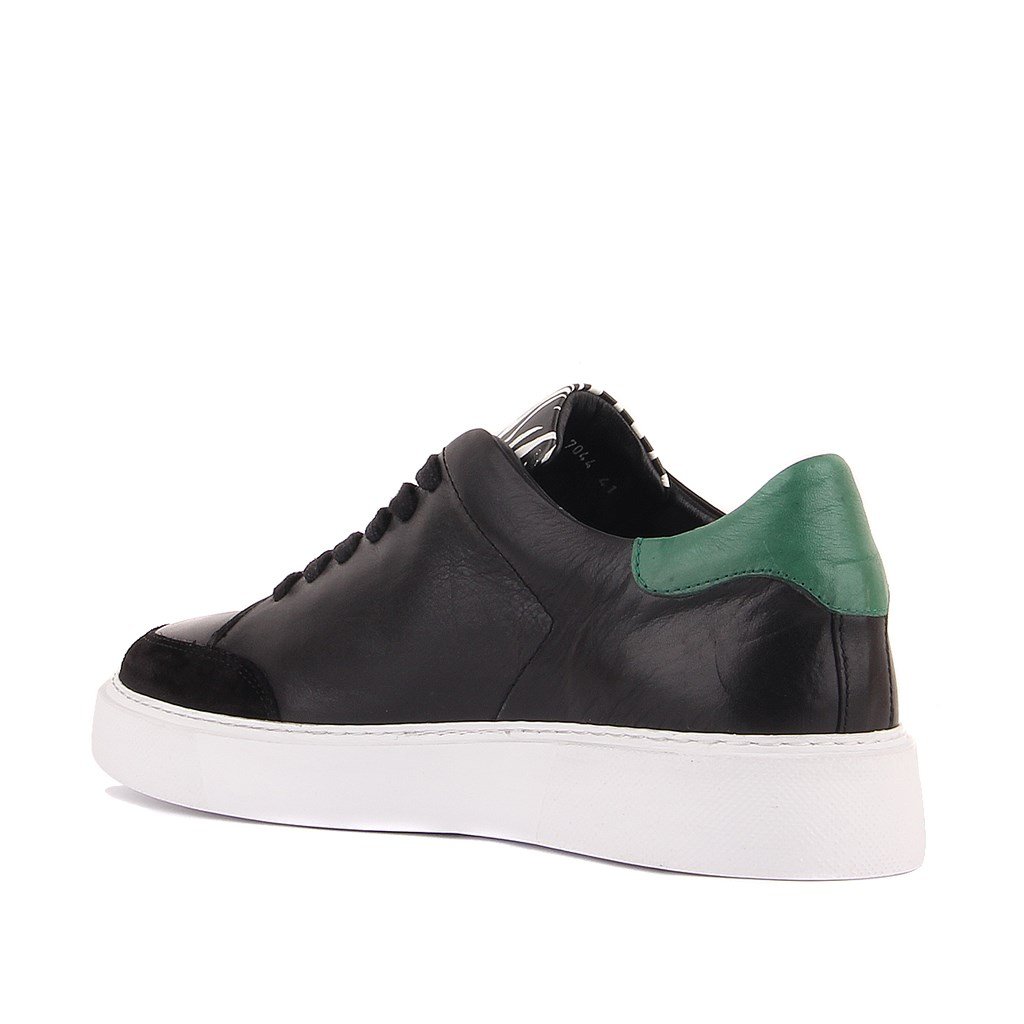 Sail Lakers - Siyah Deri Zebra Detaylı Bağcıklı Erkek Sneaker