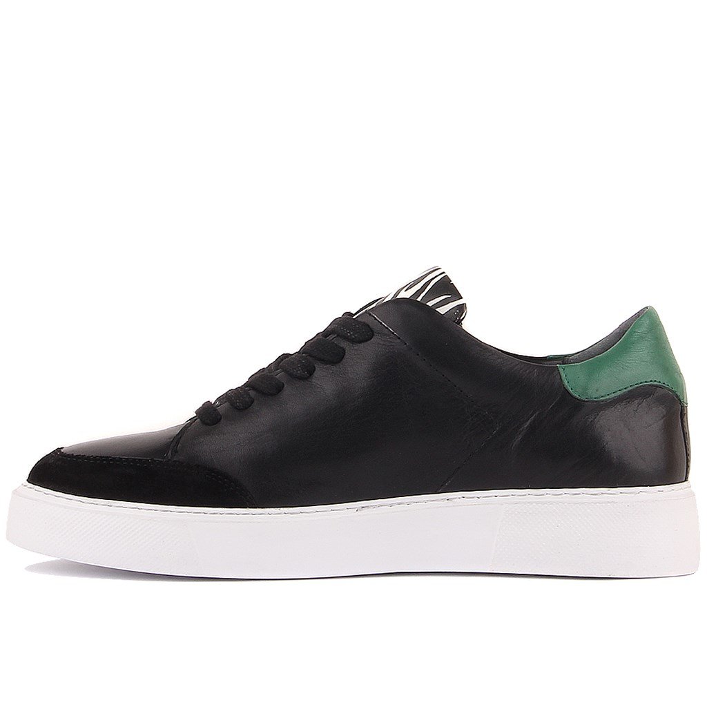 Sail Lakers - Siyah Deri Zebra Detaylı Bağcıklı Erkek Sneaker