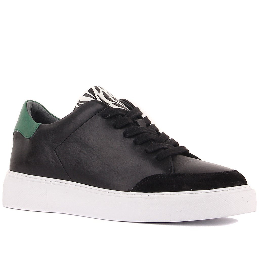 Sail Lakers - Siyah Deri Zebra Detaylı Bağcıklı Erkek Sneaker