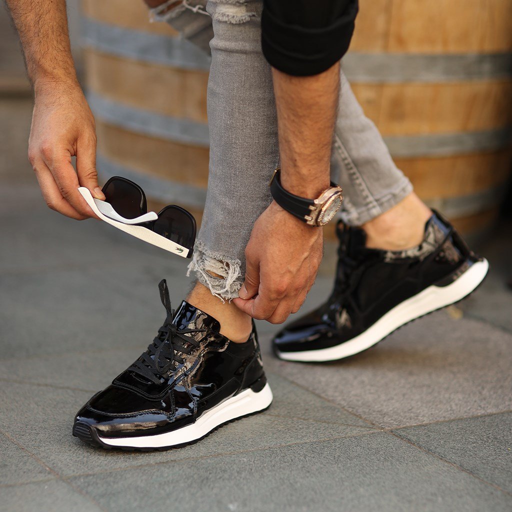 Sail Lakers - Siyah Rugan Deri Bağcıklı Erkek Sneaker