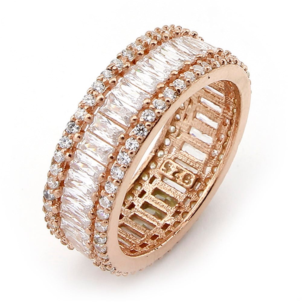 GÜMÜŞ BAGET TAŞLI TAM TUR YÜZÜK