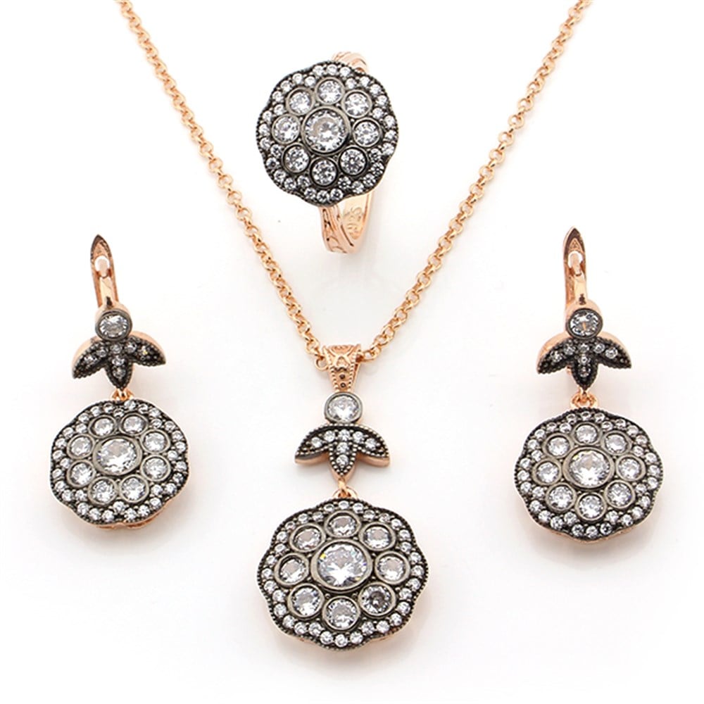 GÜMÜŞ ÇİÇEK TASARIM ZARİF SET