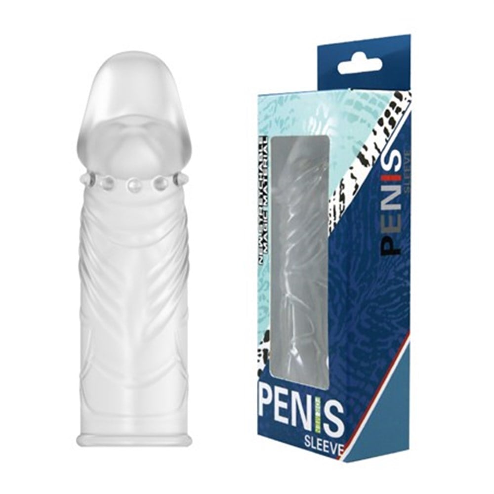 14 cm Damarlı Uzatmalı Şeffaf Silikon Penis Kılıfı