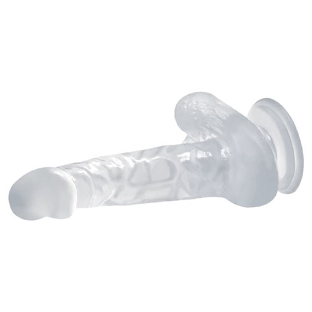 16,7 cm Şeffaf Realistik Damarlı Vantuzlu Dildo Penis