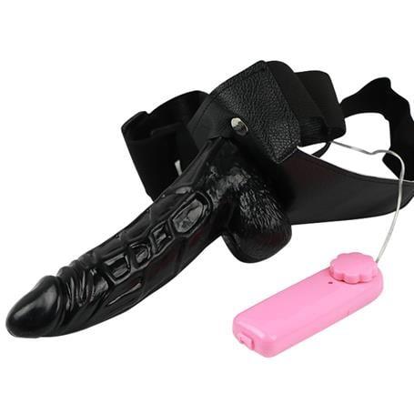 18 cm Belden Bağlamalı İçi Boş Titreşimli  Protez Zenci Penis