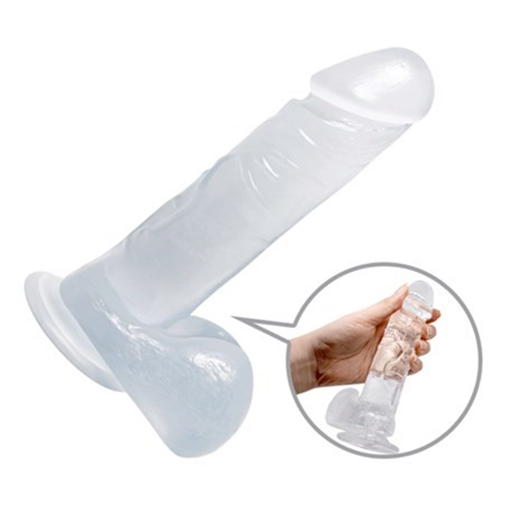 19 cm Belden Bağlamalı Şeffaf Realistik Damarlı Vantuzlu Dildo Penis