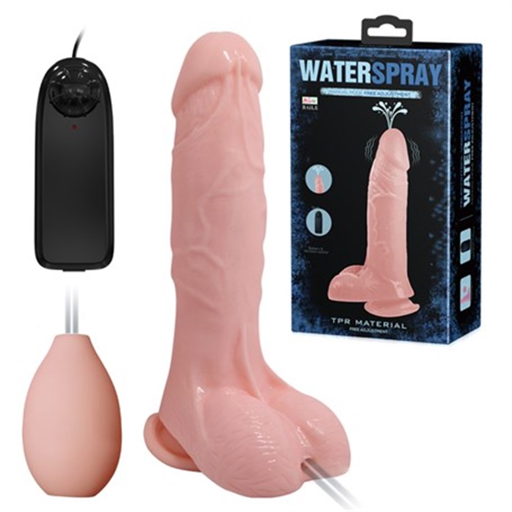 19,3 cm Su Fışkırtmalı Realistik Titreşimli Penis Anal Vajinal Dildo Mastürbatör