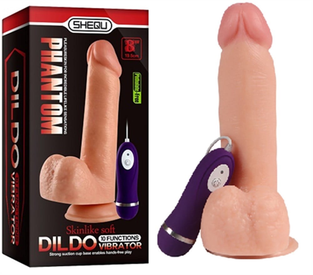 19,5 cm Gerçekçi Titreşimli Dildo Vibratör Penis - Phantom