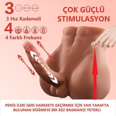 2 İşlevli Gerçekçi Ölçülerde Realistik İleri Geri Hareketli 18 cm Penisli Anal Girişli Erkek Vücut - Bartlett