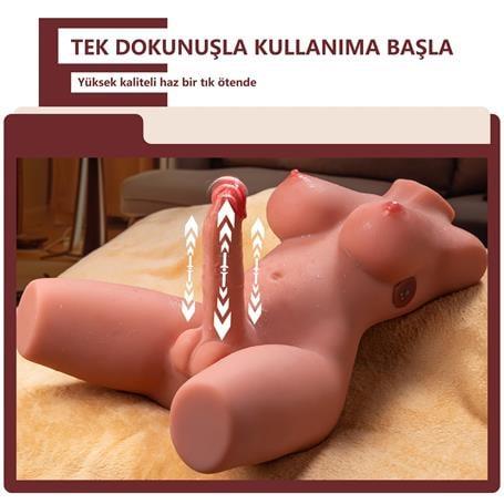 2 İşlevli Gerçekçi Ölçülerde Realistik İleri Geri Hareketli 17 cm Penisli Anal Girişli  Bayan Vücut - Miah