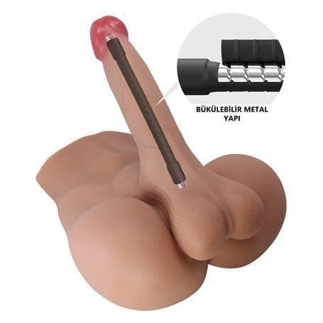 2 İşlevli Realistik 17,3 cm Penisli Anal Girişli Erkek Kalça - Rhyne