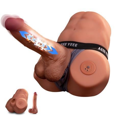 2 İşlevli Realistik 21,5 cm İleri Geri Hareket Penisli Anal Girişli Erkek Kalça - Jonah