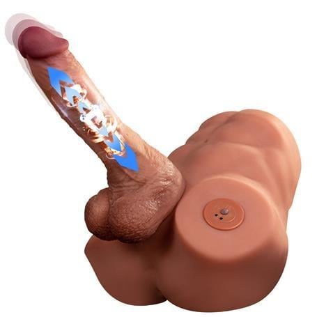 2 İşlevli Realistik 21,5 cm İleri Geri Hareket Penisli Anal Girişli Erkek Kalça - Jonah