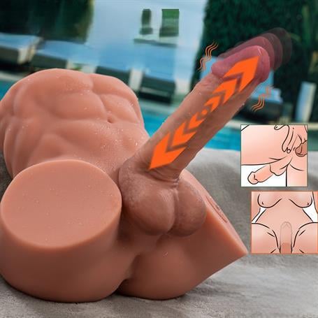 2 İşlevli Telefondan Kumandalı Realistik 24 cm İleri Geri Hareket Penisli Anal Girişli Erkek Kalça - Gretel