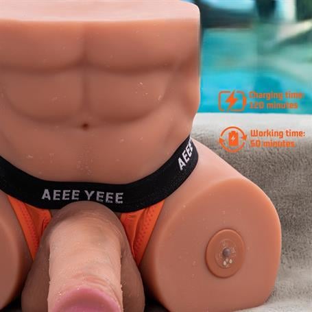 2 İşlevli Telefondan Kumandalı Realistik 24 cm İleri Geri Hareket Penisli Anal Girişli Erkek Kalça - Gretel