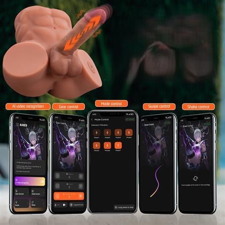 2 İşlevli Telefondan Kumandalı Realistik 24 cm İleri Geri Hareket Penisli Anal Girişli Erkek Kalça - Gretel