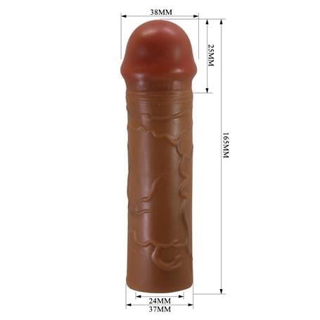 2,5 cm Dolgulu Premium Melez Rengi Silikon Penis Kılıfı - Nile