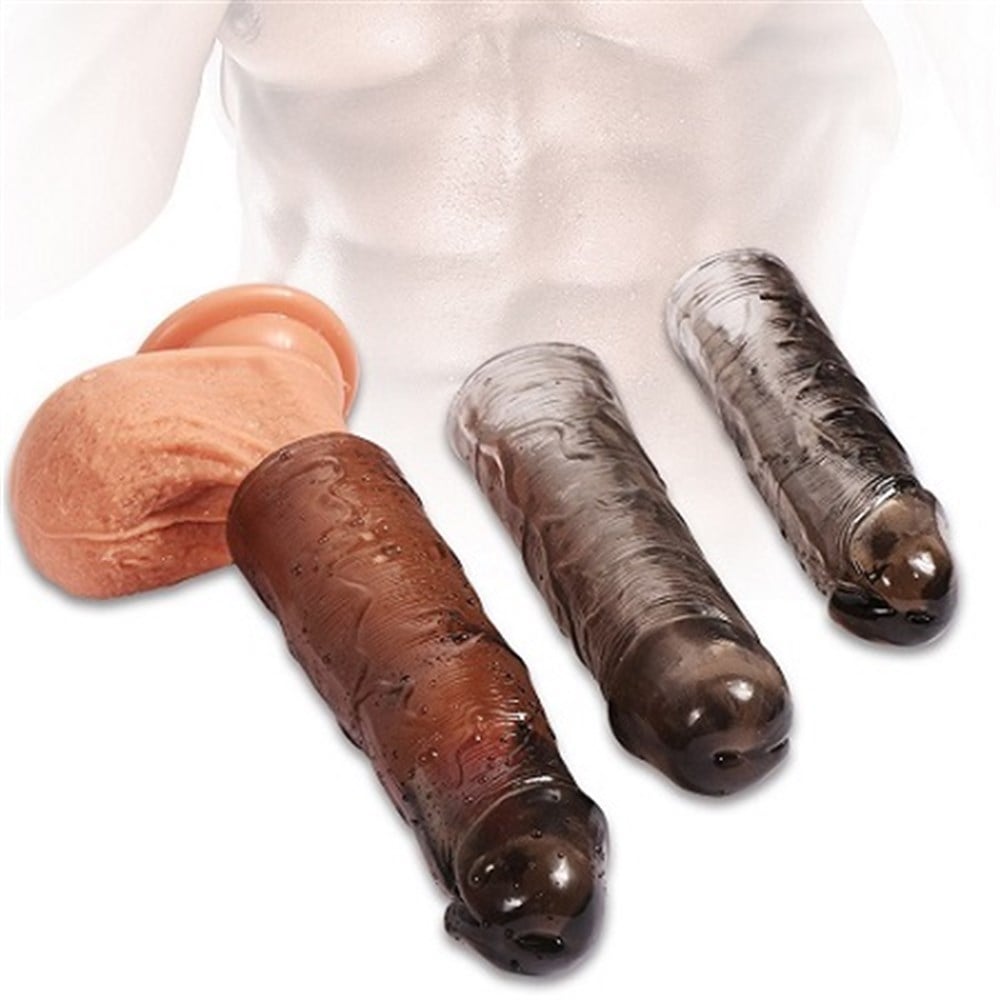 3lü Penis Kılıfı Set Ucu Dolgulu Uzatmalı Prezervatif Zenci Dildo