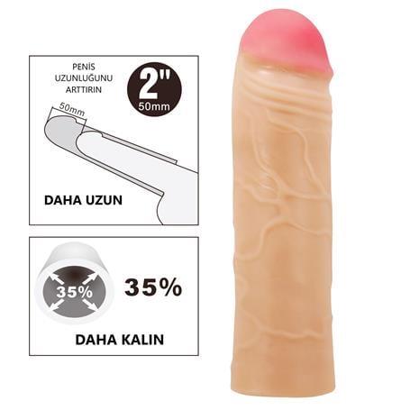 5 cm Dolgulu Premium Ten Rengi Silikon Penis Kılıfı - Chane
