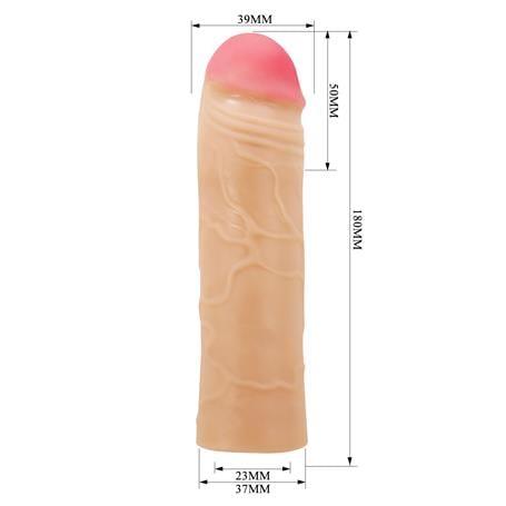 5 cm Dolgulu Premium Ten Rengi Silikon Penis Kılıfı - Chane