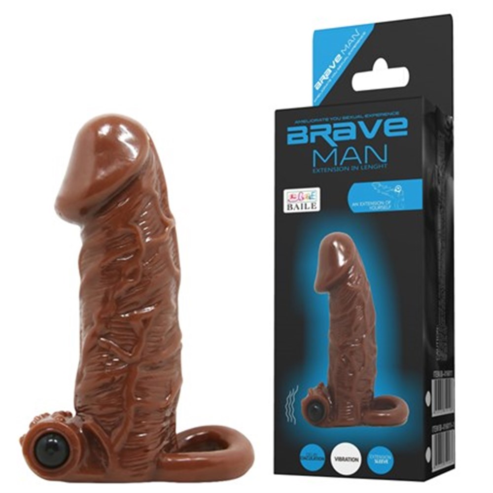 6,5 cm Uzatmalı Titreşimli Damarlı Penis Kılıfı