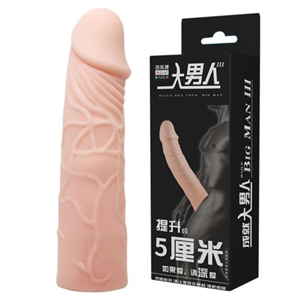6cm Dolgulu Damarlı Ekstra Uzun Penis Kılıfı