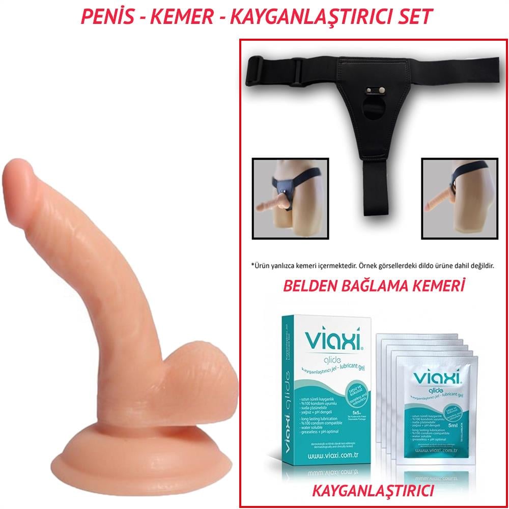 Belden Bağlamalı 13 cm Realistik Dildo Penis Seti