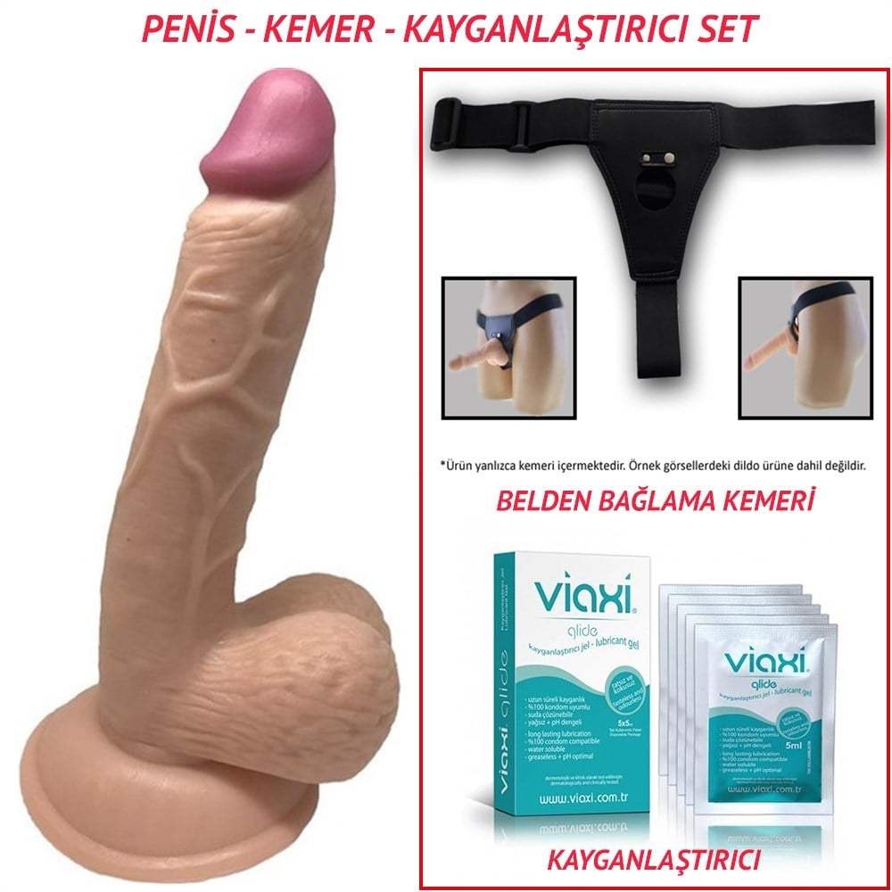 Belden Bağlamalı 18cm Gerçek Et Dokulu Belden Bağlamalı Vantuzlu Realistik Penis
