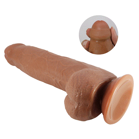 Belden Bağlamalı 23,3 cm Yeni Nesil Çift Katmanlı Realistik Vantuzlu Dildo Penis - Draco