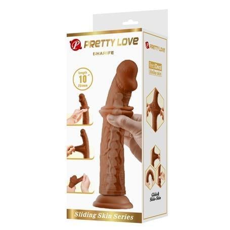 Belden Bağlamalı 25,4 cm Yeni Nesil Çift Katmanlı Realistik Vantuzlu Testissiz Melez Dildo Penis - Sharife