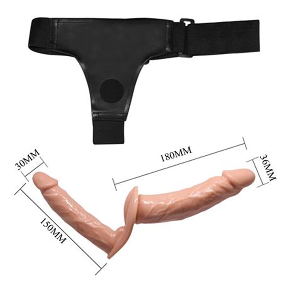 Belden Bağlamalı Çift Taraflı İçi Dolu Strapon Penis