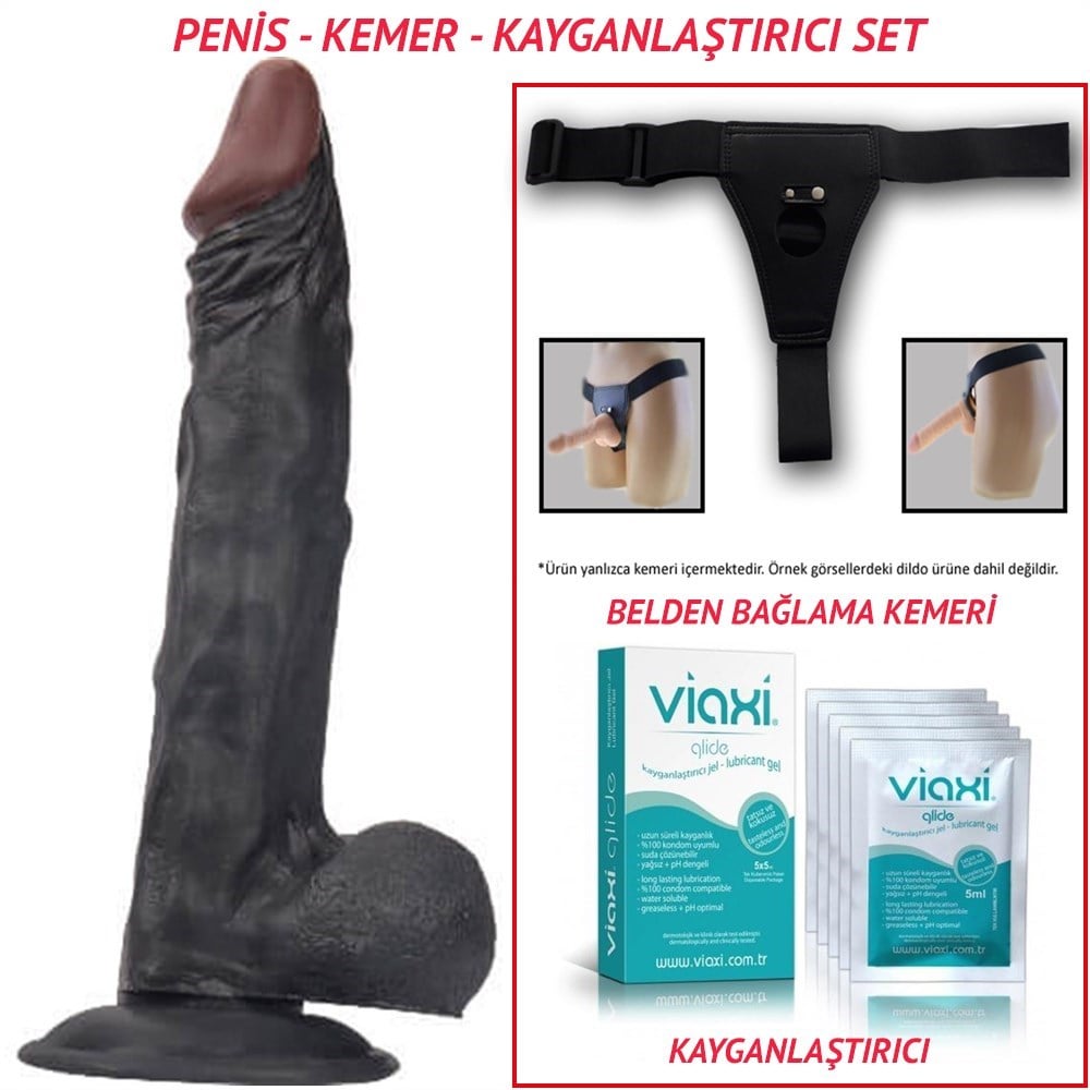 Castiels Belden Bağlamalı 23CM Vantuzlu Realistik Zenci Penis