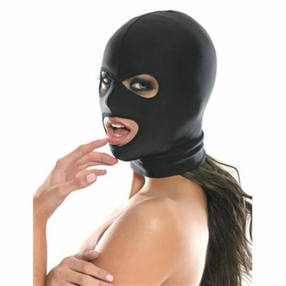 Fantezi Fetish Maske Spandex Siyah 4'lü Set
