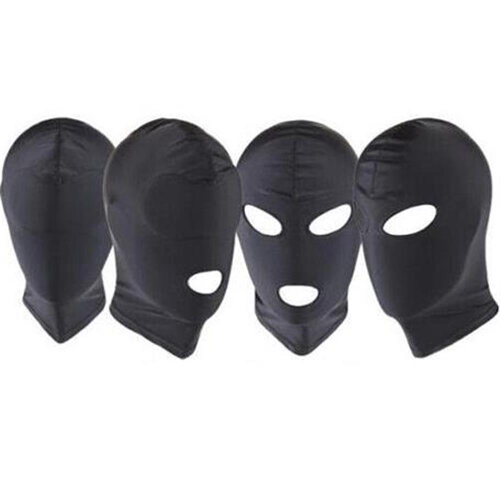 Fantezi Fetish Maske Spandex Siyah 4'lü Set