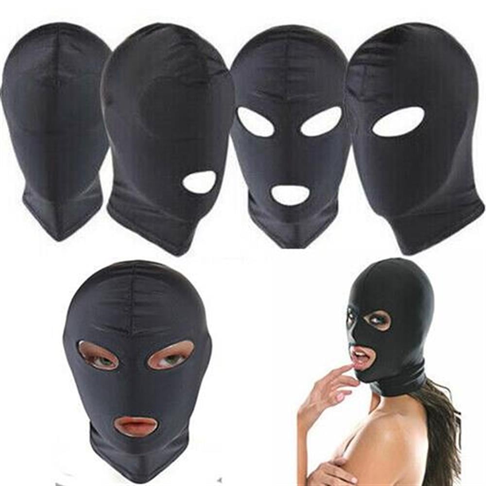 Fantezi Fetish Maske Spandex Siyah 4'lü Set
