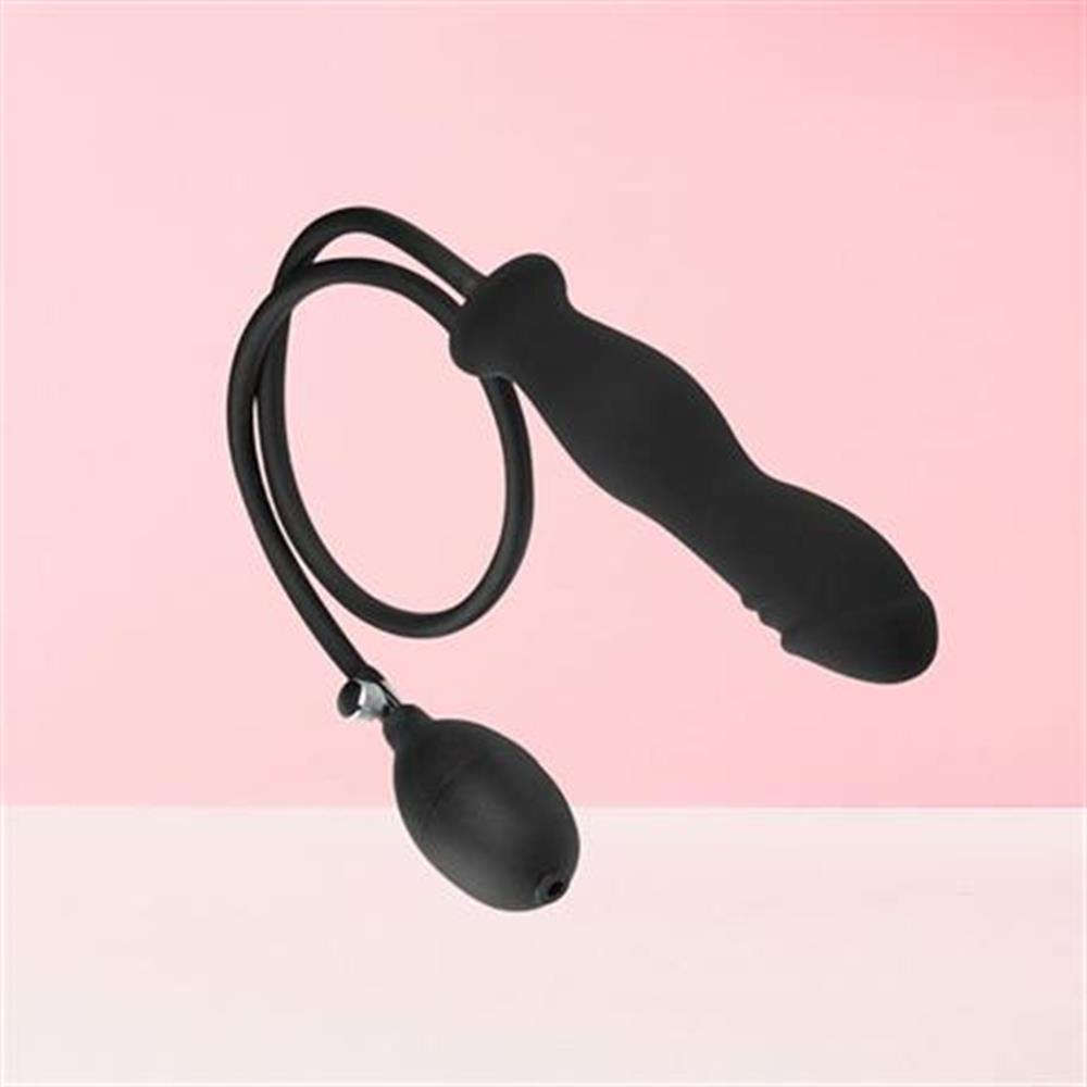 Şişebilen Pompalı Boğumlu Anal Plug Siyah