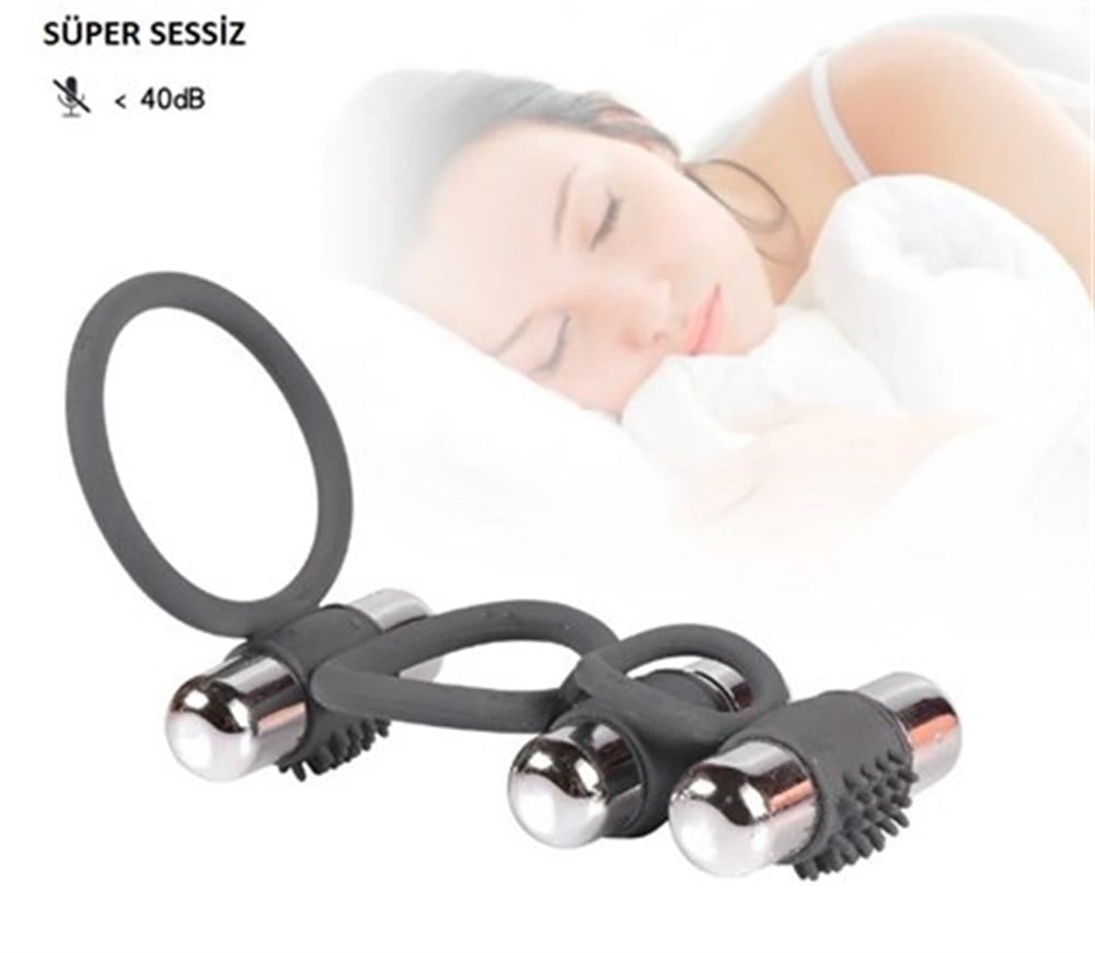 Triple Üçlü Titreşimli Silikon Penis Halkası